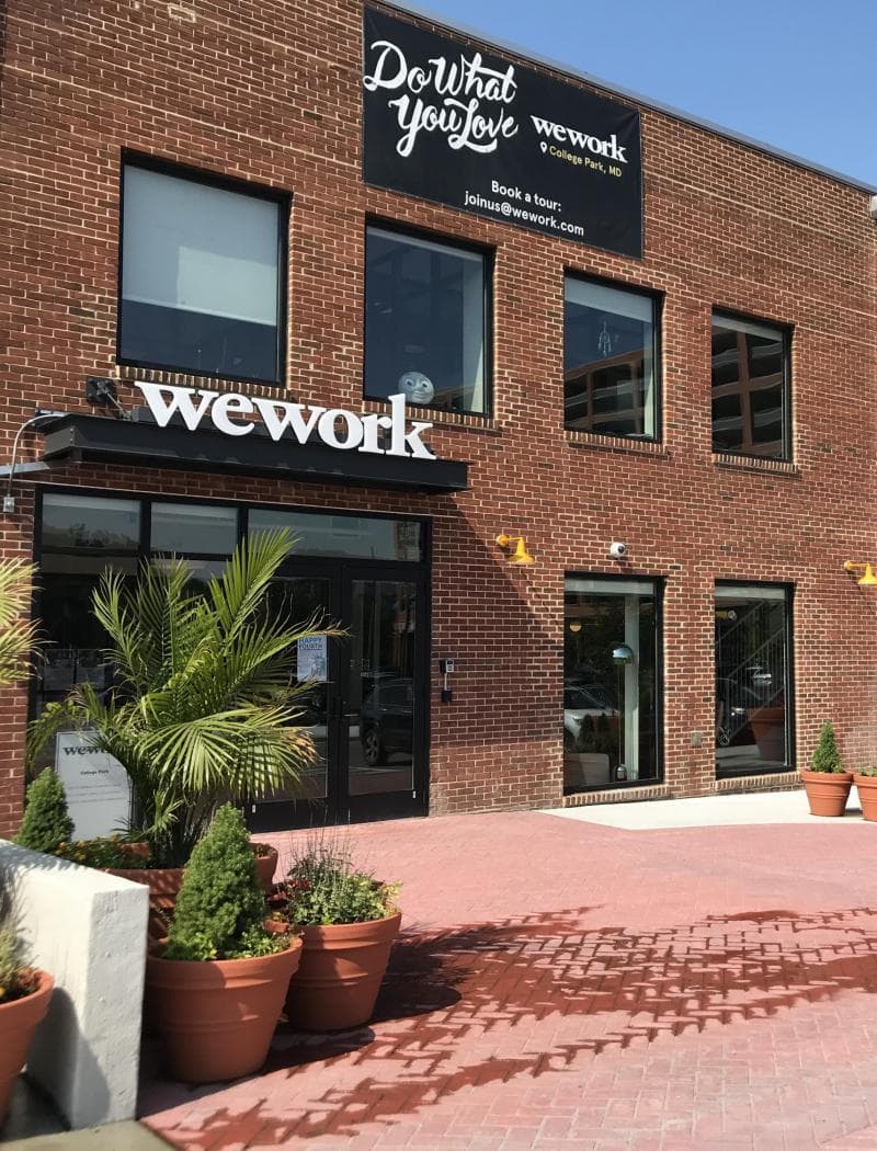 The Front entrance to the WeWork Offices at the University of Maryland